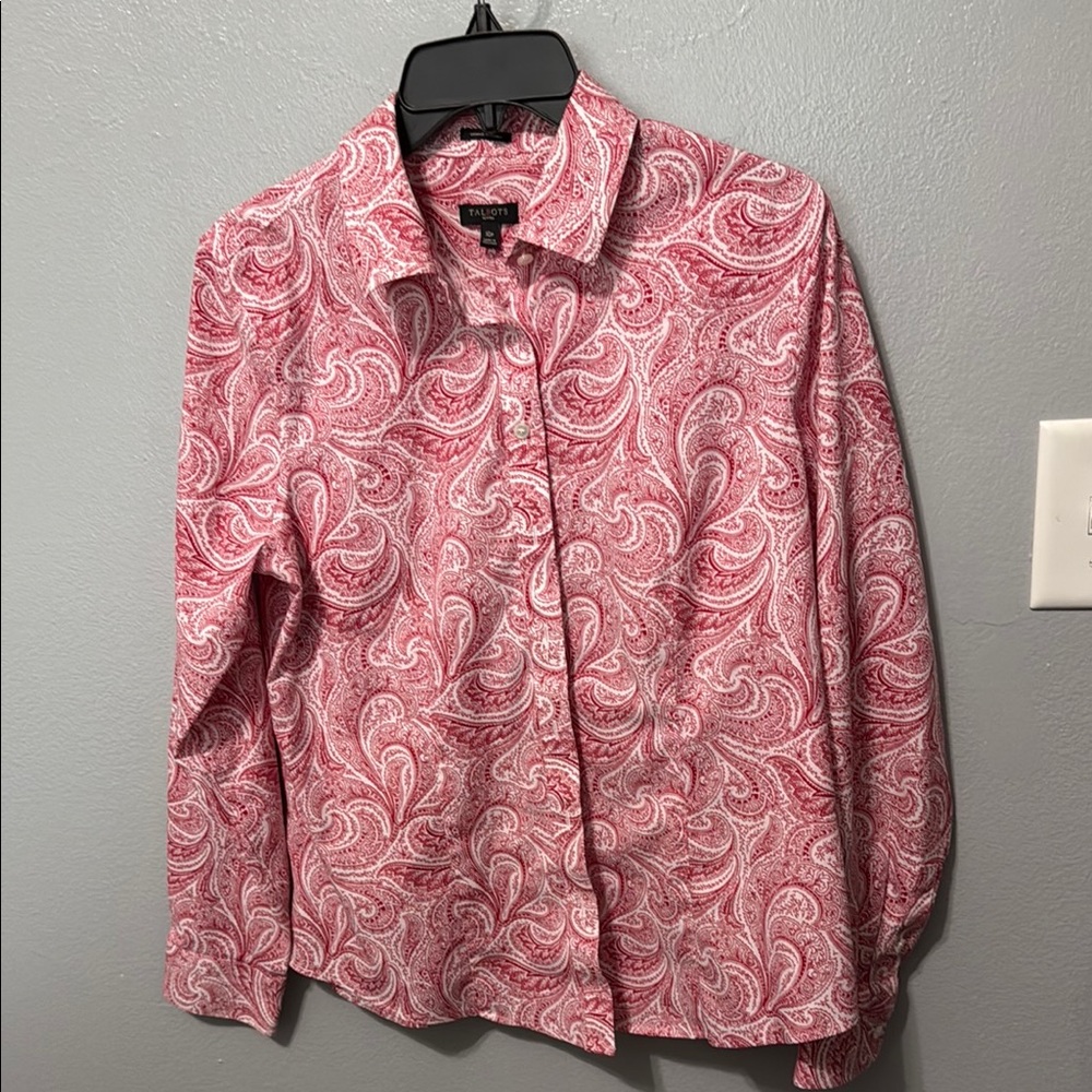 Talbots Red and White Button Down Shirt